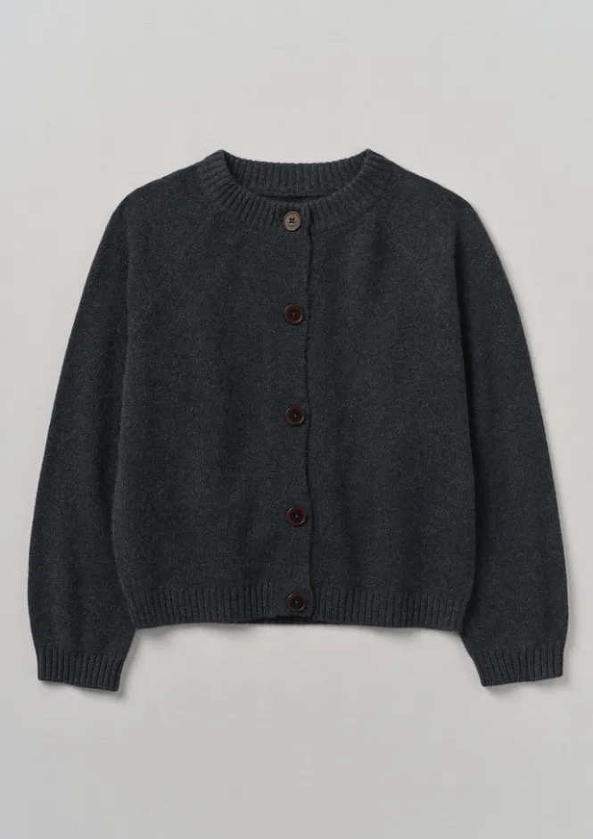 Cashmere|Knitwear-TOAST Eden Wool Cashmere Raglan Cardigan Charcoal