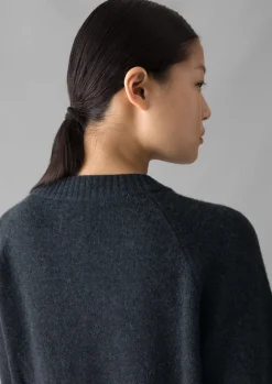 Cashmere|Knitwear-TOAST Eden Wool Cashmere Raglan Cardigan Charcoal