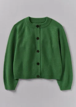 Cashmere|Knitwear-TOAST Eden Wool Cashmere Raglan Cardigan MineralGreen