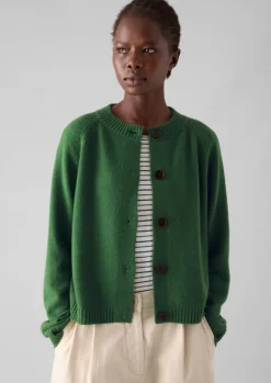 Cashmere|Knitwear-TOAST Eden Wool Cashmere Raglan Cardigan MineralGreen