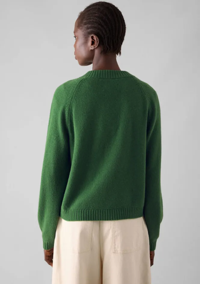 Cashmere|Knitwear-TOAST Eden Wool Cashmere Raglan Cardigan MineralGreen