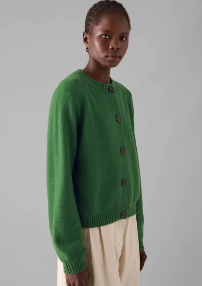 Cashmere|Knitwear-TOAST Eden Wool Cashmere Raglan Cardigan MineralGreen
