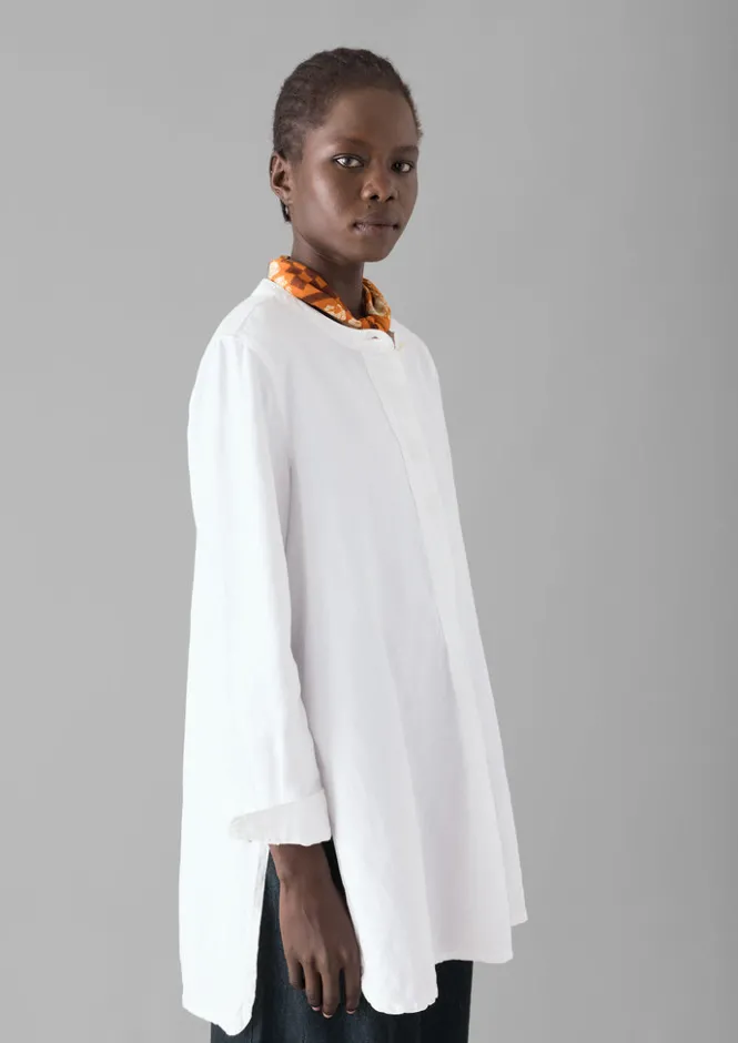 Linen|Tops & Tees-TOAST Elena Cotton Linen Tunic Shirt PaperWhite