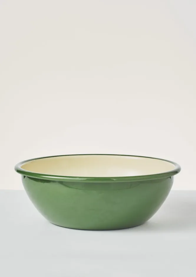 Tableware-TOAST Enamel Salad Bowl Cream/Leaf
