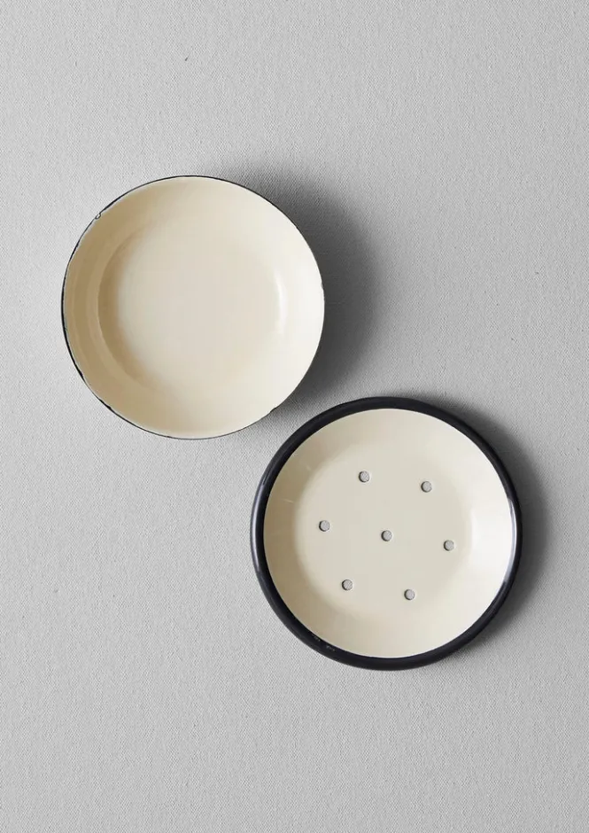 Bathroom-TOAST Enamel Soap Dish Ecru/DarkGrey