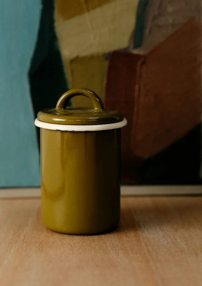 Kitchen-TOAST Enamel Storage Jar Olive
