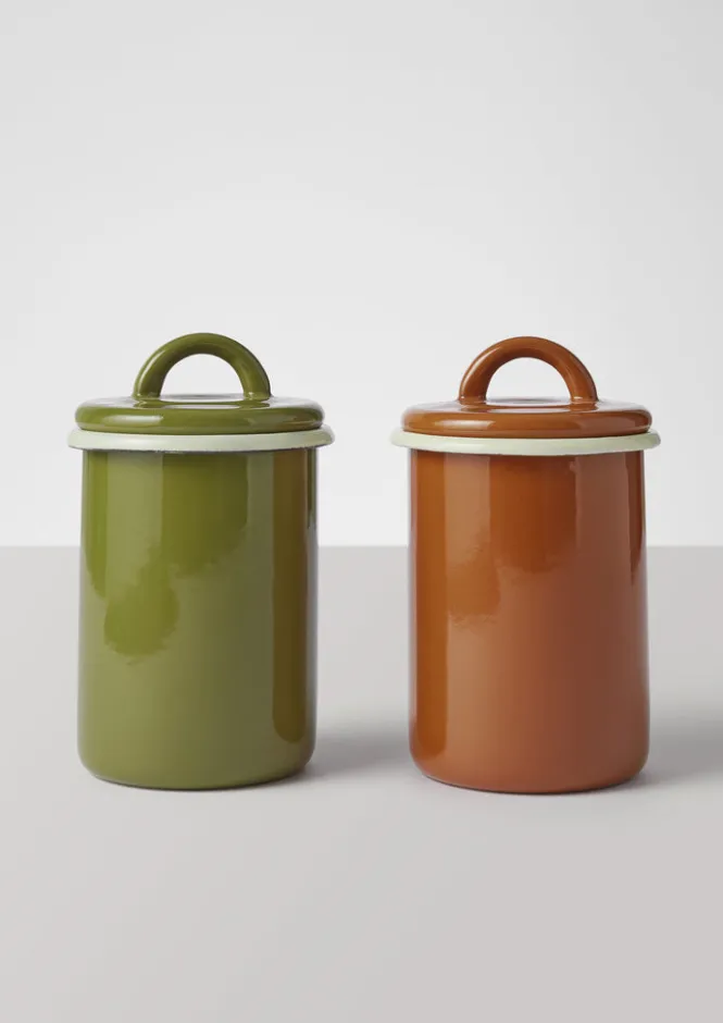 Kitchen-TOAST Enamel Storage Jar Olive