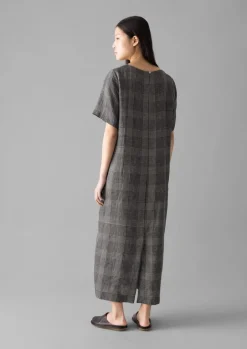 Linen|Loungewear-TOAST Etched Check Linen Dress Slate
