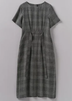 Linen|Loungewear-TOAST Etched Check Linen Dress Slate