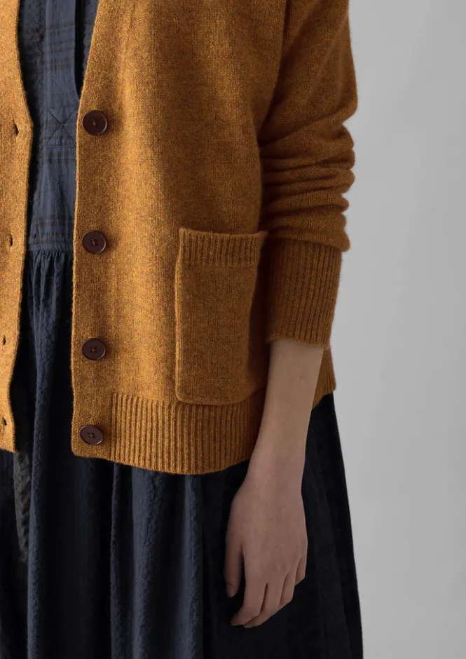 Cashmere|Knitwear-TOAST Ffion Wool Cashmere Boxy Cardigan Turmeric