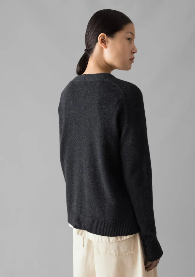 Cashmere|Knitwear-TOAST Ffion Wool Cashmere Boxy Cardigan Charcoal
