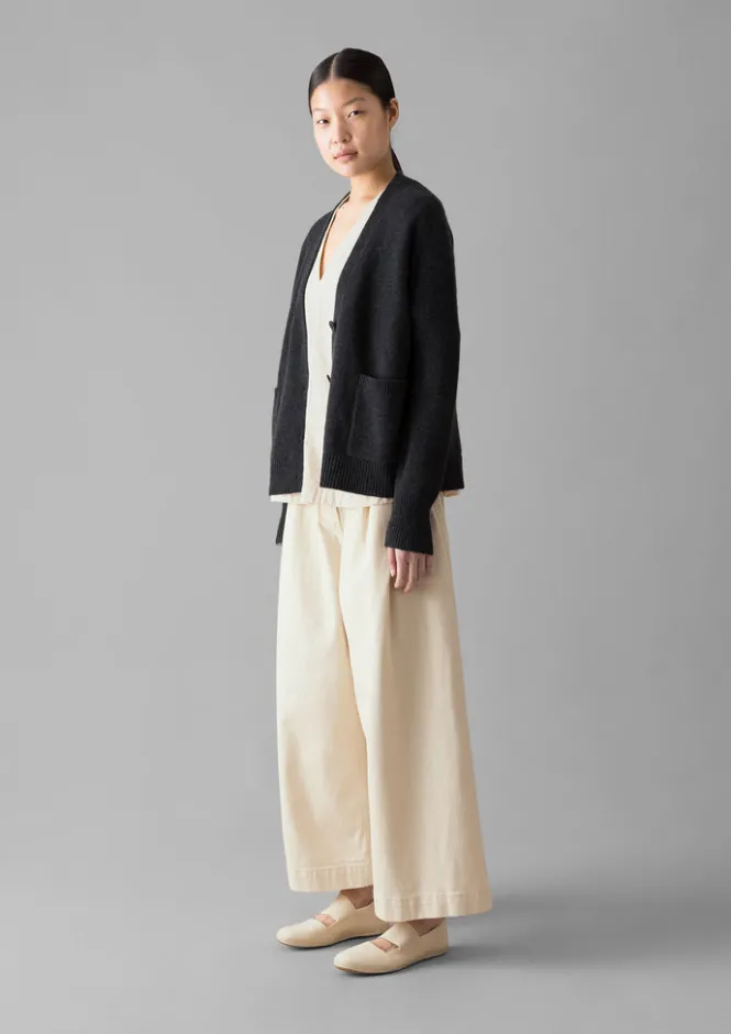 Cashmere|Knitwear-TOAST Ffion Wool Cashmere Boxy Cardigan Charcoal