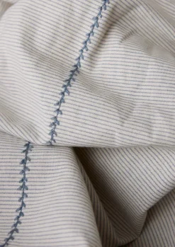 Textiles|Bed Linen-TOAST Fine Stripe Organic Cotton Duvet Cover Ecru/SmokeBlue