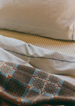 Textiles|Bed Linen-TOAST Fine Stripe Organic Cotton Duvet Cover Ecru/SmokeBlue