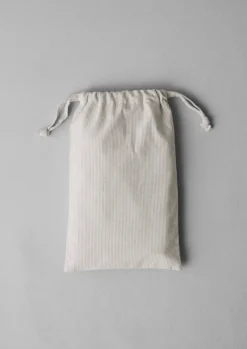 Textiles|Bed Linen-TOAST Fine Stripe Organic Cotton Embroidered Pillowcase Ecru/SmokeBlue