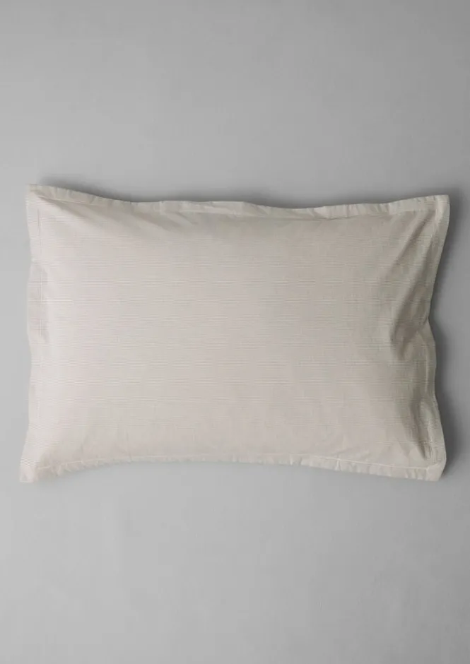 Textiles|Bed Linen-TOAST Fine Stripe Organic Cotton Oxford Pillowcase Set Ecru/SmokeBlue