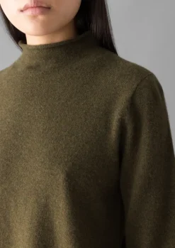Cashmere|Knitwear-TOAST Fine Wool Cashmere Half Sleeve Sweater OliveMelange