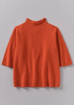 Cashmere|Knitwear-TOAST Fine Wool Cashmere Half Sleeve Sweater BurntEmber