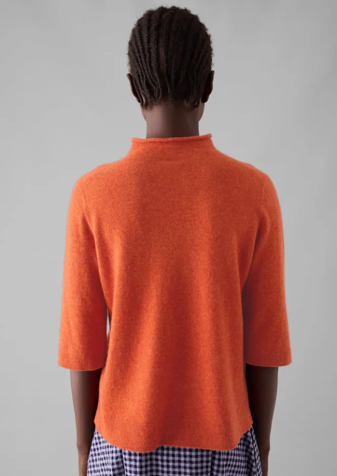 Cashmere|Knitwear-TOAST Fine Wool Cashmere Half Sleeve Sweater BurntEmber