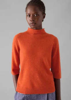Cashmere|Knitwear-TOAST Fine Wool Cashmere Half Sleeve Sweater BurntEmber