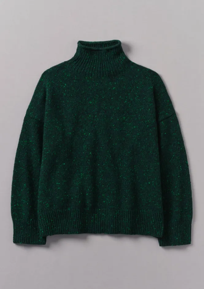 Cashmere|Knitwear-TOAST Flecky Wool Cashmere High Neck Sweater Emerald