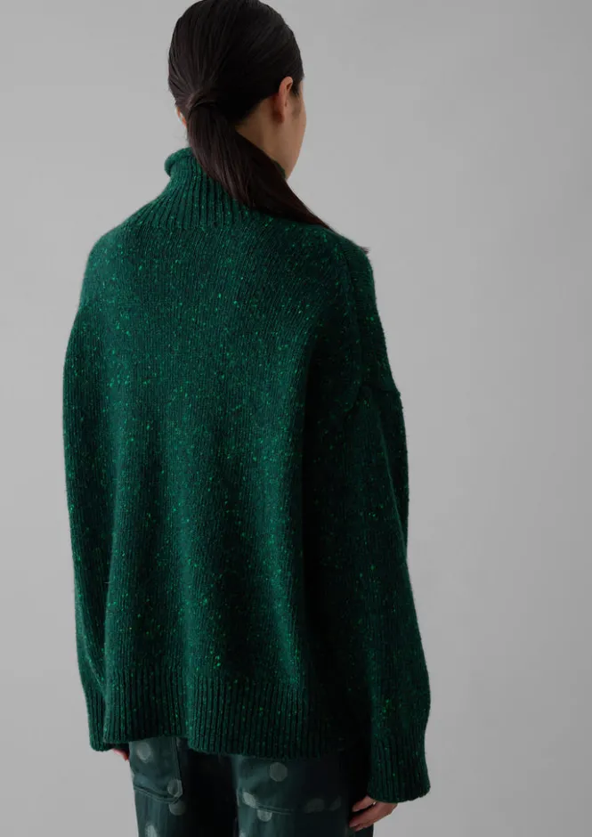 Cashmere|Knitwear-TOAST Flecky Wool Cashmere High Neck Sweater Emerald