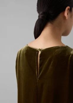 Velvet|Dresses-TOAST Fluid Silk Velvet Dress RichOlive
