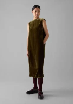 Velvet|Dresses-TOAST Fluid Silk Velvet Dress RichOlive