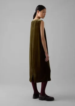 Velvet|Dresses-TOAST Fluid Silk Velvet Dress RichOlive