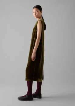 Velvet|Dresses-TOAST Fluid Silk Velvet Dress RichOlive