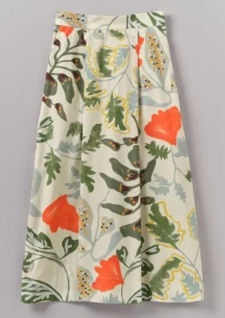 Skirts-TOAST Foliage Print Poplin Skirt Putty