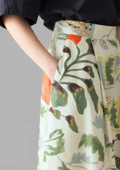 Skirts-TOAST Foliage Print Poplin Skirt Putty