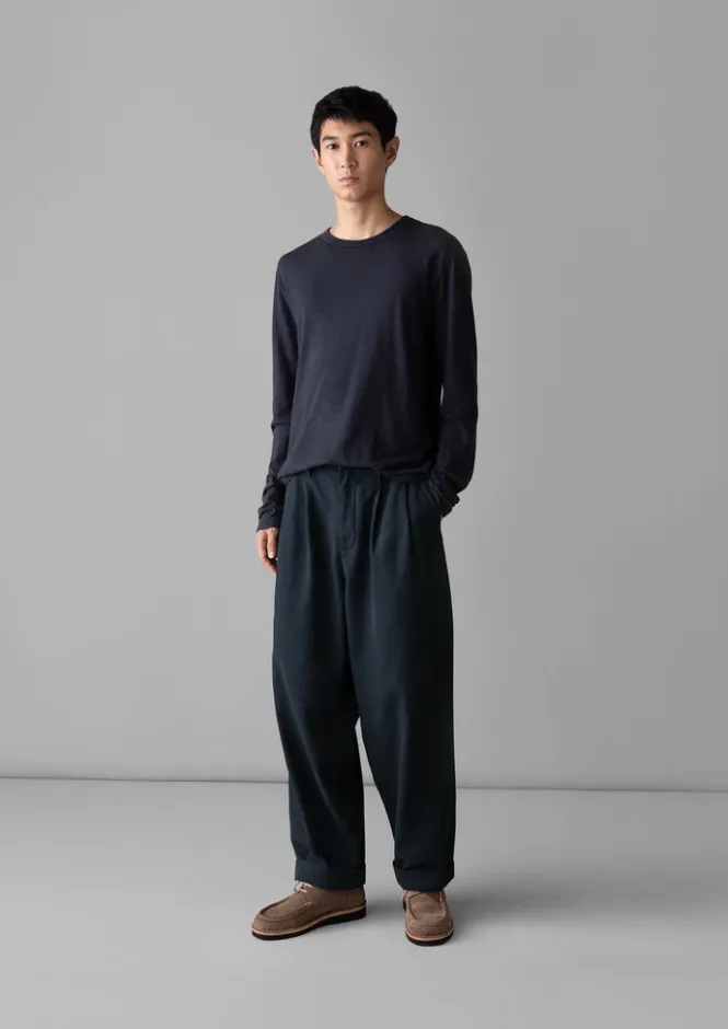 Loungewear|Tops & Tees-TOAST Frank Cotton Long Sleeve Tee PrussianBlue