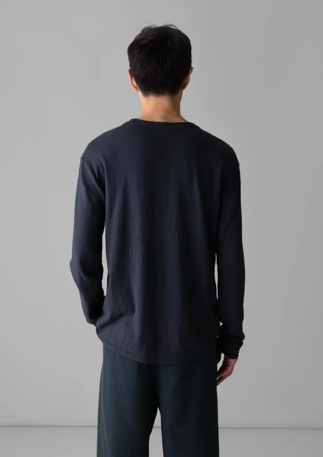Loungewear|Tops & Tees-TOAST Frank Cotton Long Sleeve Tee PrussianBlue