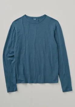 Loungewear|Tops & Tees-TOAST Frank Cotton Long Sleeve Tee WashedIndigo