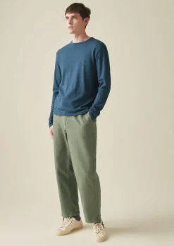 Loungewear|Tops & Tees-TOAST Frank Cotton Long Sleeve Tee WashedIndigo