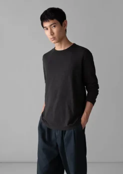 Tops & Tees-TOAST Frank Cotton Long Sleeve Tee CarbonBlack