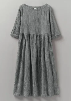 Loungewear|Dresses-TOAST Freya Gingham Crinkle Cotton Dress Black/Ecru
