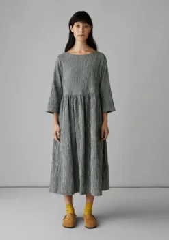 Loungewear|Dresses-TOAST Freya Gingham Crinkle Cotton Dress Black/Ecru