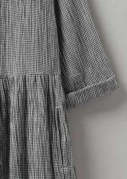 Loungewear|Dresses-TOAST Freya Gingham Crinkle Cotton Dress Black/Ecru