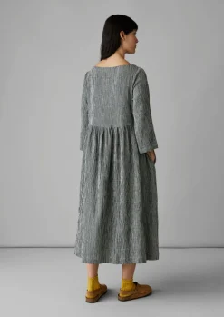 Loungewear|Dresses-TOAST Freya Gingham Crinkle Cotton Dress Black/Ecru