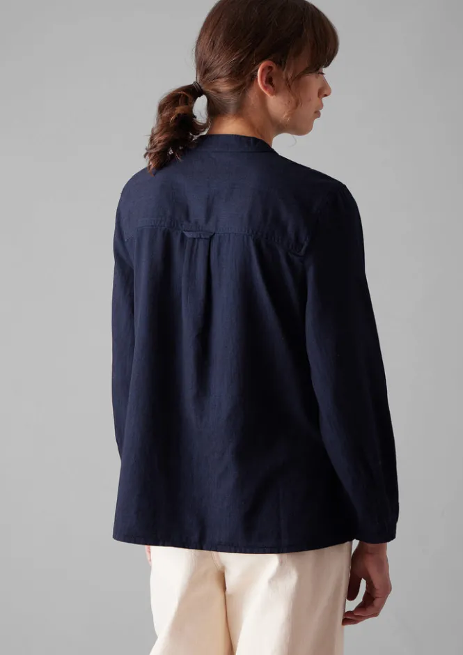 Workwear|Shirts-TOAST Front Pocket Soft Twill Shirt Indigo