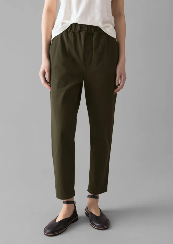 Trousers-TOAST Gabi Cotton Pull On Trousers Loden