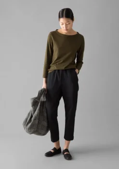 Trousers-TOAST Gabi Cotton Pull On Trousers SoftBlack