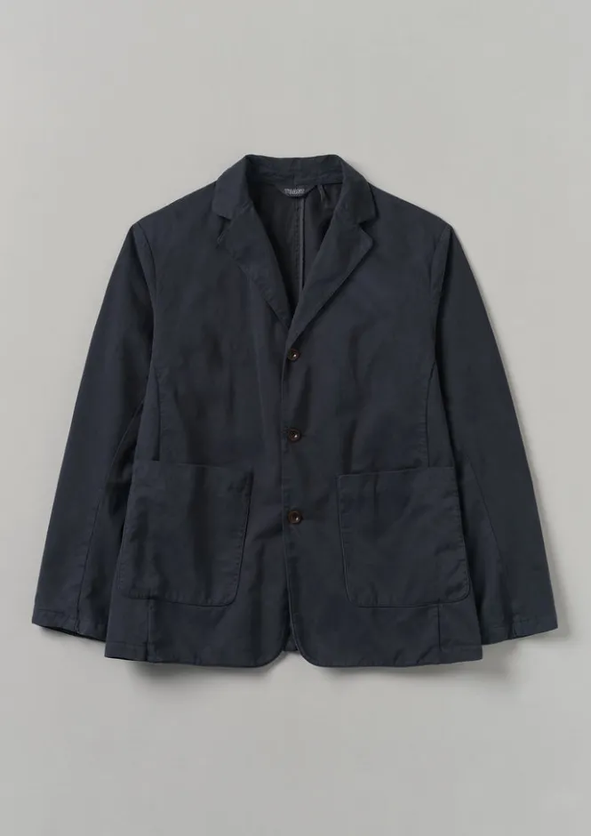 Workwear|Coats & Jackets-TOAST Garment Dyed Brushed Cotton Jacket DarkNavy