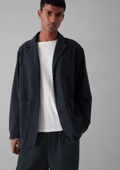 Workwear|Coats & Jackets-TOAST Garment Dyed Brushed Cotton Jacket DarkNavy