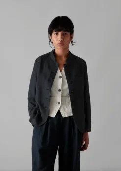 Coats & Jackets-TOAST Garment Dyed Cotton Linen Neat Jacket Slate