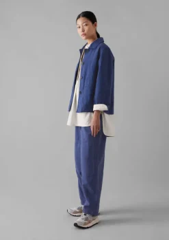 Linen|Trousers-TOAST Garment Dyed Cotton Linen Canvas Trousers Indigo
