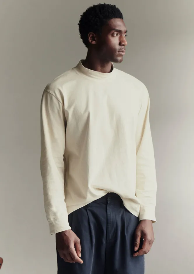 Tops & Tees-TOAST Garment Dyed Cotton Long Sleeve Tee Soya