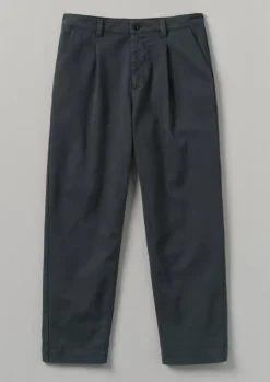 Workwear|Trousers-TOAST Garment Dyed Cotton Pleat Trousers Charcoal